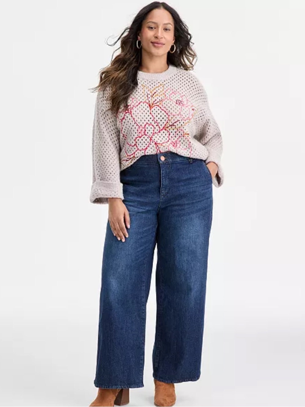 Democracy Plus Size AbSolution Wide-Leg Jeans Dark Blue 16